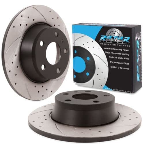 Image of Direnza Rear Grooved Drilled 286mm Brake Discs Compatible with Audi Tt 8J 1.8 2.0 TFSI TDI Quattro