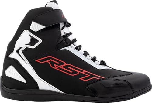 Image of RST Sabre Moto CE Mens Lowe Profile Urban Motorcycle boots Shoes (Black, White, Red, uk_footwear_size_system, adult, men, numeric, medium, numeric_10_point_5)