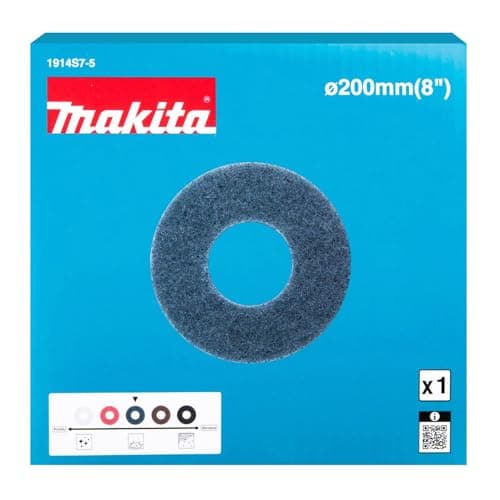 Image of Reliapart 200mm Blue Floor Scrubber Pad Replacement Compatible for Makita PS001G XGT 40VMax Polishers for Hard Floor Cleaning and Mark Removal 1914S7-5 Floor Care Accessory