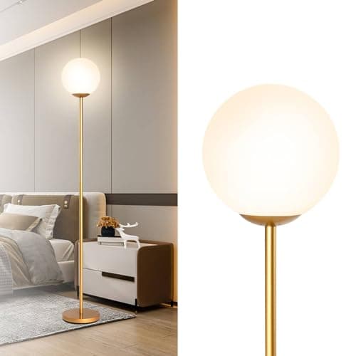 Image of GiantexUK Globe Floor Lamp, Metal Frame Standing Corner Lamp with Acrylic Lampshade, Foot Switch & E27 Socket, Tall Stand Up Reading Light for Home Bedroom Office Living Room