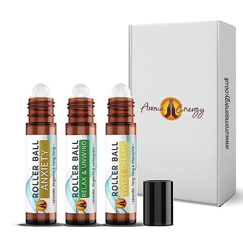 Image of Essential Oil Roll On Pulse Point Aromatherapy Gift Set - Anxiety Roller Ball Box Set 3 x 10ml – Sweet Dreams, Relax Unwind, Anxiety - Essential Oils for Skin | Made in UK, Vegan