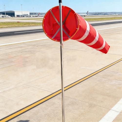 Image of 6.8/8.5 ft Tall Airport Windsock Pole Kit Red, Spinners Wind Socks Direction Indicator, Portable Oxford Wind Measurement Bag for Farm Park(2.1 m pole)