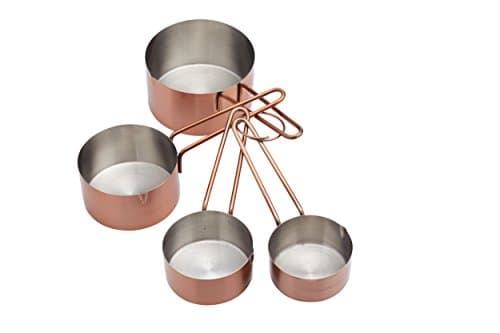 Image of MasterClass Measuring Cups, Copper Effect Measuring Cups for Baking, Stainless Steel, Set of 4, Tagged, Silver/Brown