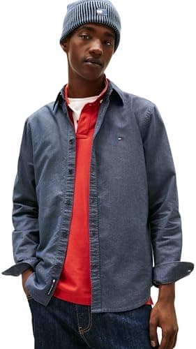 Image of Tommy Jeans Men's TJM Reg Oxford Shirt Ext Dm0Dm22836 L/S, Blue (Dark Night Navy), XL