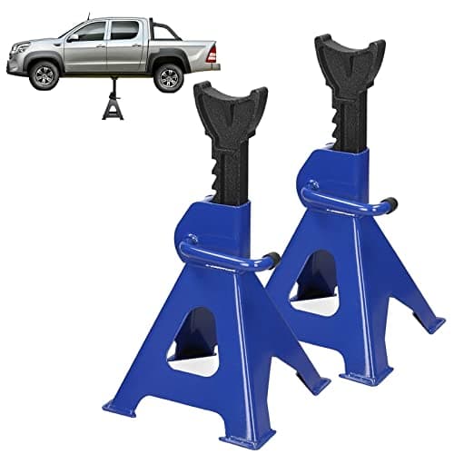 Image of Heavy Duty 3 Ton Axle Stands Ratchet Type Cars Caravans Stand Lifting Tool Metal Steel Axle Jack Stand 11.4-17inch Adjustable Height Car Handle Lifter for Car Van Truck Garage Workshop, Set of 2