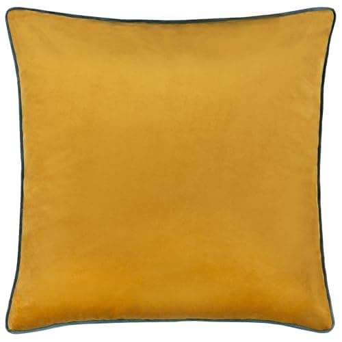 Image of furn. Meridian Cushion Cover – Luxury Contrast Piped Velvet Decorative Case (Ochre/Teal - 45x45cm)