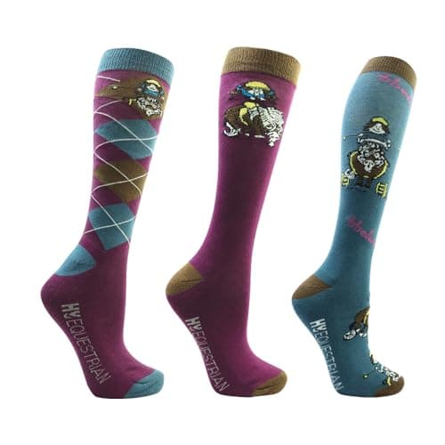 Image of HY EQUESTRIAN Thelwell Collection Pony Friends Socks (Pack of 3) Adult 4-8