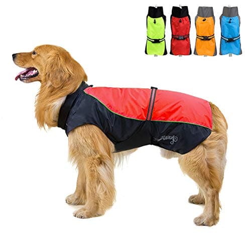 Image of Zunea Waterproof Dog Raincoats for Medium Large Dogs Lightweight Reflective Jacket Safty Coat Windproof Mesh Lined Vest Clothes Outdoor Hunting Hiking Apparel for Wet Days Red 3XL
