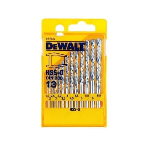 Image of DeWalt DT5922-QZ High Speed Steel-G Metal Drill Bit Set DIN 338 13 Piece in Plastic Casing