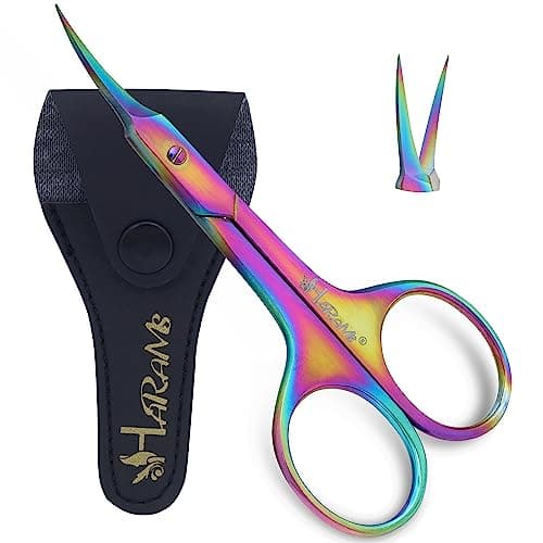 Image of Harams® Cuticle Scissors Extra Fine Curved Multipurpose Little Beauty Scissors for Manicure Pedicure, Eyebrows, Eyelash, Nose, Beard, Mustache, Hair Trimming | Grooming Shears for Men and Women
