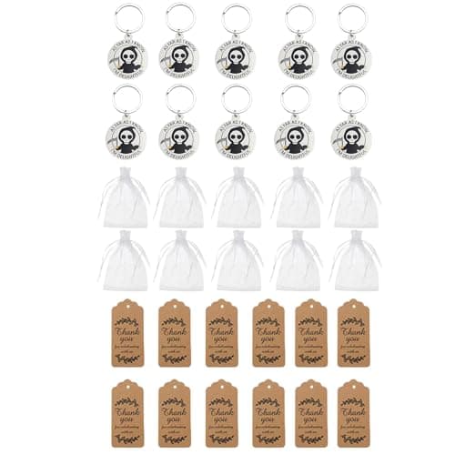 Image of 12pcs Halloween Keychain Set, Horror Grims Reaper Keychain Gift For Women Men, Gothic Spooky Keyring Packs Stuff Gag Gift