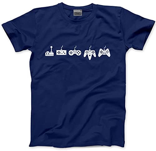 Image of HotScamp Evolution of A Video Game Controller - Mens Unisex T-Shirt - Gamer Gaming Retro L Navy