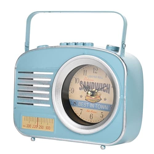 Image of Widdop and Co Hometime Metal Mantel Clock - Retro Radio, W2951