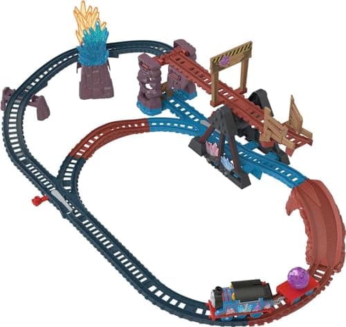 Image of Thomas & Friends Motorized Toy Train Set Crystal Caves Adventure with Thomas, Tipping Bridge & 8 Ft of Track for Preschool Kids Ages 3+ Years, HMC28