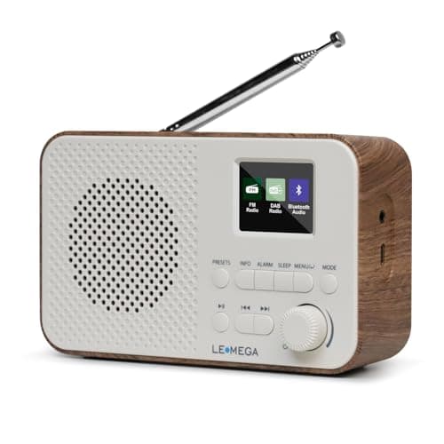 Image of LEMEGA DAB Go Portable DAB+/FM Radio – Digital Compact Radio with Bluetooth Streaming,Personal Small DAB Radio, OLED Display, Dual Alarm Clock,Headphone Jack,Batteries or Mains Powered,Walnut