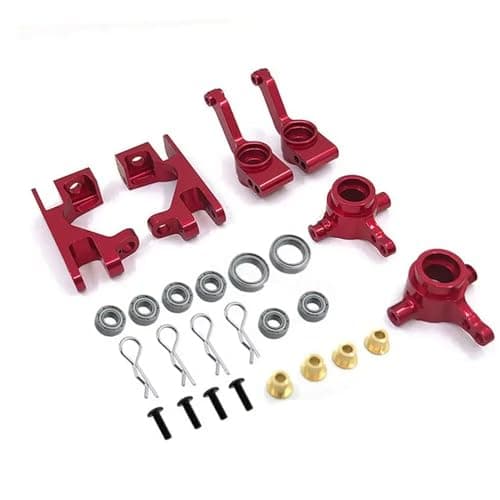 Image of Rc Car Spares For Traxxas For Slash 4x4 For 1/10 RC Car Aluminum Left Right Steering Blocks Part 6837X C-Hubs 6832X Axle Carriers Caster Blocks 1952X(Red)