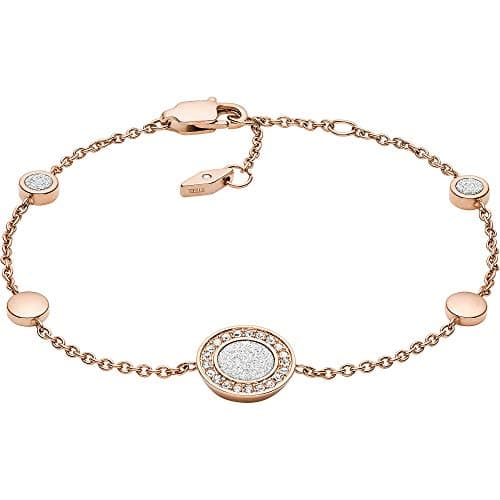 Image of Fossil Bracelet for Women Classics, Total Length: 165mm + 25mm Extension Chain Rose Gold Stainless Steel Bracelet, JF03264791