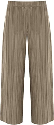 Image of Top Fashion18 Ladies Pleated Wide Leg Flared Casual Palazzo Trousers Pants Size 14-30 (Mocha, 16-18)