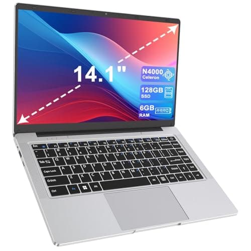 Image of LEEDOW 14" Laptop - Celeron N4000 Dual-Core Up to 2.6GHz,6GB RAM,128GB SSD,Silent Fanless Design,Fast Dual-Band WiFi,Bluetooth 5.0,USB 3.0,Mini-HDMI – Ideal for Home,Study & Office