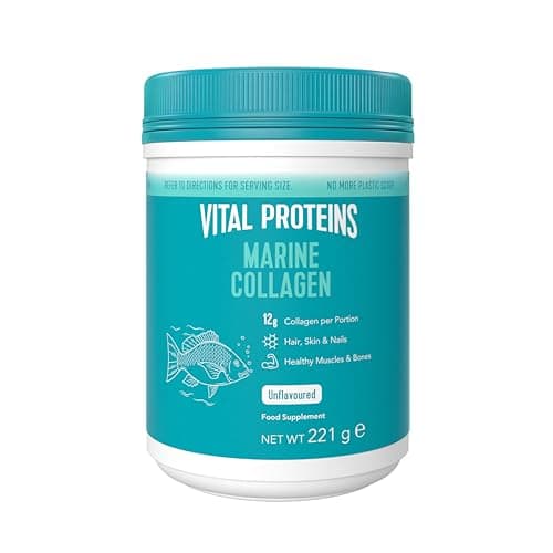 Image of Vital Proteins Marine Collagen Peptides Powder Supplement (Type I, III) Hydrolysed Collagen, Hair, Skin, Nail Support Supplement, Gluten Free, 12g per Serving 221g Canister, 1Pack