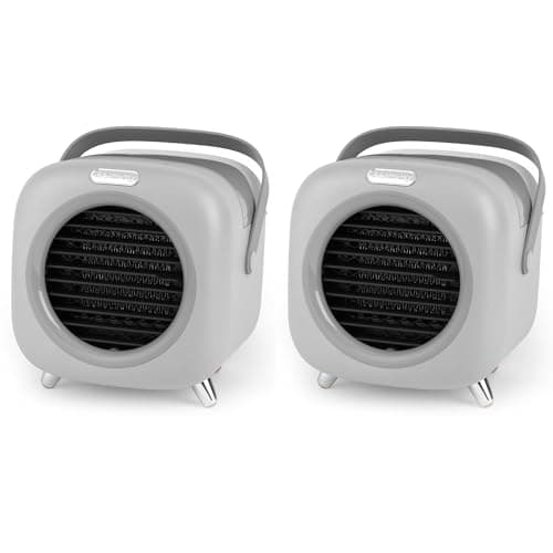 Image of Beldray COMBO-8289 2 in 1 Climate Cube Set of 2, Personal Space Heater and Air Cooler with 500ml Water Tank, Carry Handle, 2 Speed Settings, Adjustable Temperature Control, For All Seasons, 600W, Grey
