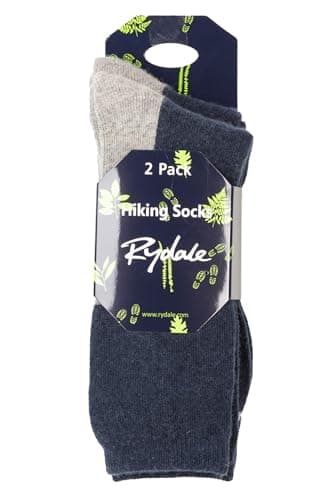 Image of Rydale Thermal Hiking Socks for Men 2 Pack Men's Ankle Sock Warm Wool Blend Cushioned (UK, Numeric, 6, 11, Regular, Regular, Navy)