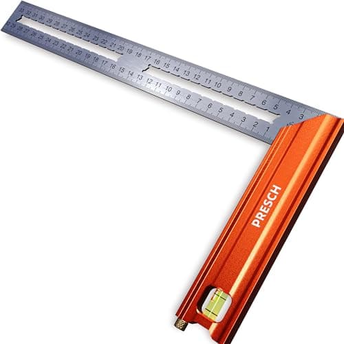 Image of Presch Try Square 300 mm | Medium | Includes rust-free marking gauge (30cm), level bubble & marking pin | 90° & 45° | Carpenters square, Precision Square, Joiners Square, Engineers Square