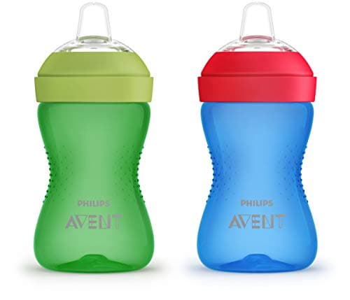 Image of AVENT Philips My Grippy Spout Sippy Cup with Soft Spout and Leak-Proof Design, Blue/Green, 10oz, 2pk, SCF801/21