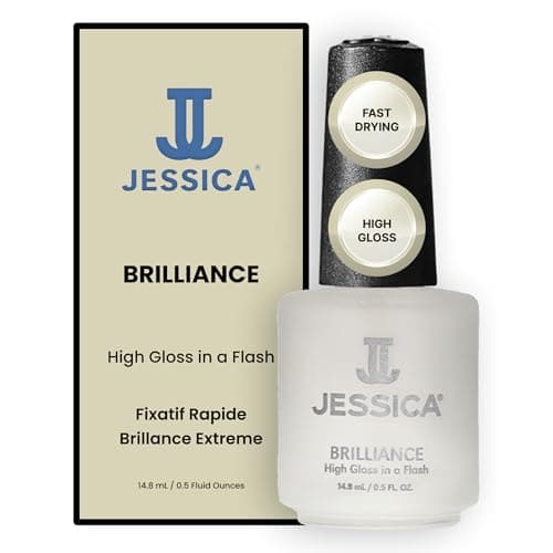 Image of JESSICA Brilliance Top Coat Nail Polish, Quick Dry, High Gloss Finish, Clear, 14.8ml