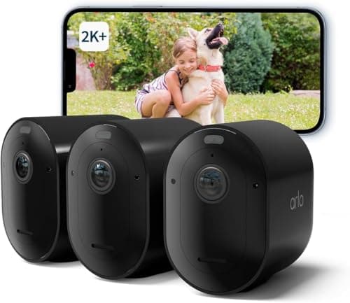Image of Arlo Pro 5 Outdoor Security Camera, 3 Cam, 2K HDR, Wireless CCTV, 8-Month Battery, Colour Night Vision, Dual Band Wifi, 2-Way Audio, Alarm Siren, No Hub Needed, 30-Day Free Trial of Arlo Secure, Black
