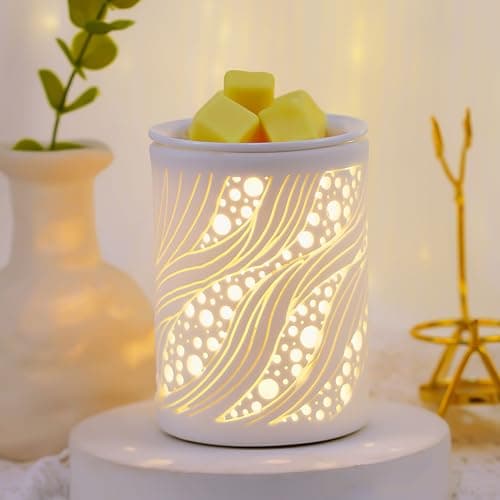 Image of Wax Melt Burner Oil Burner Ceramic Electric Melt Warmer Candle Wax Warmer Lamp Melter Fragrance for Home Office Bedroom Aromatherapy Gift& Décor Classic Hollow-out Bulb Circular Hole