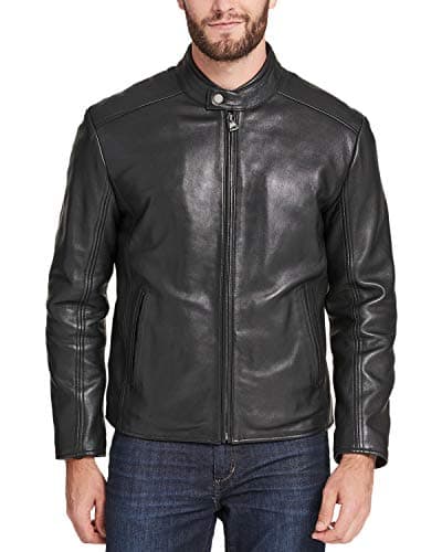 Image of Andrew Marc mens Leather Moto, Black, S