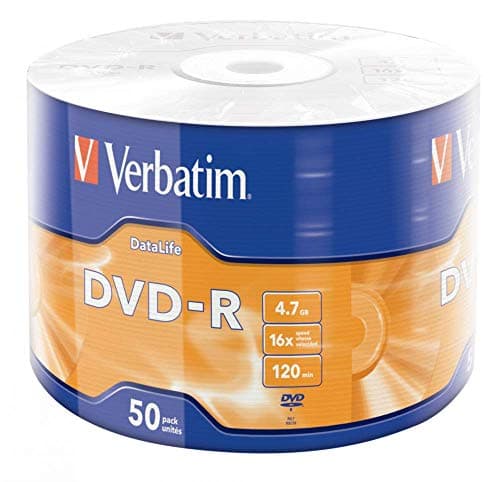 Image of Verbatim DVD-R 16x, DataLife Matt Silver 4.7GB, Pack of 50, Writeable DVD Blanks with Hardcoat Scratch Guard, 16x Burning Speed