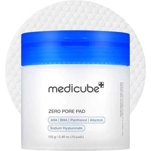 Image of medicube Zero Pore Pads 2.0, Dual-Textured Facial Toner Pads for Exfoliation and Pore Care with 4.5% AHA Lactic Acid & 0.45% BHA Salicylic Acid, Ideal for All Skin Types, Korean Skin Care (70 units)