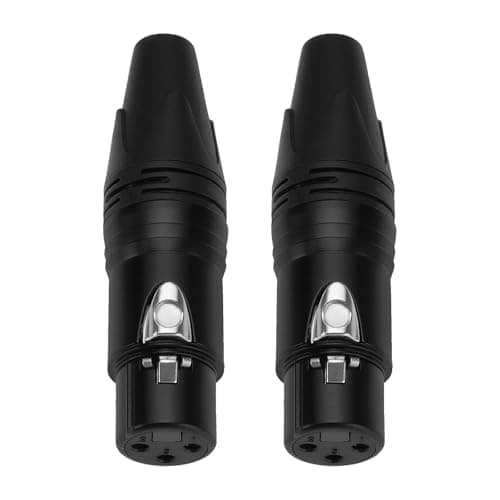 Image of The Lord of the Tools 2Pcs Female 3 Pins XLR Connector Plug 3 Pins In Line XLR Connectors for Microphone Mic Cable Plug Connector Audio Speaker Socket Black