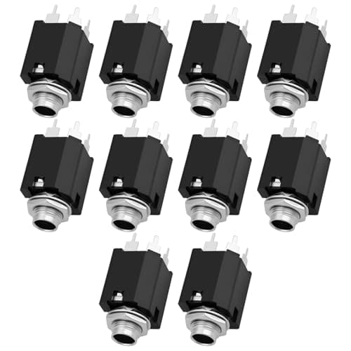 Image of EMSea 10pcs 5 Pin 6.35mm Stereo PCB Jack Socket FM6700 1/4 Inch Vertical Mount Suitable for PCB Audio Jacks Speakers Microphones
