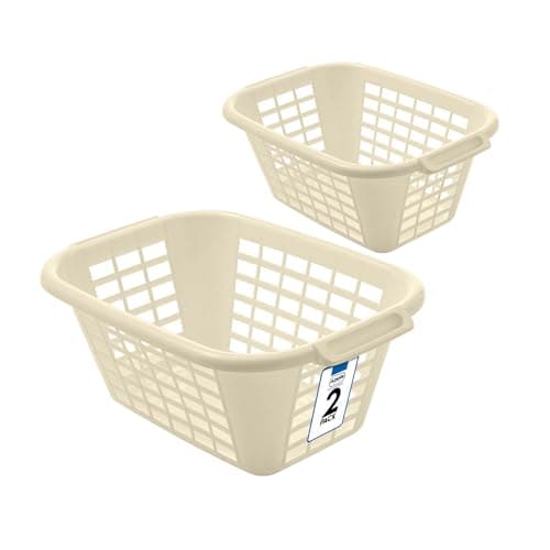 Image of Addis 40L Laundry Basket Linen, Durable Plastic Washing Basket with Handles, Ventilated Clothes Hamper for Home, Bedroom & Utility, Pack of 2
