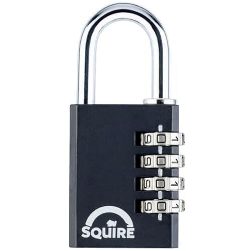 Image of Squire Combination Small Padlock (Locker Lock Combi 40) - Tough Steel Shackle - 4 Wheel Combination Padlock – for Travel or for Home, Shed, Garage, Gym Locker & Luggage (Black, 40 mm)