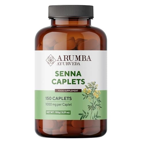 Image of Arumba Ayurveda Senna Caplets 1000 mg, 150 nos, Cassia angustifolia Tablets, Made with Senna Leaf Powder