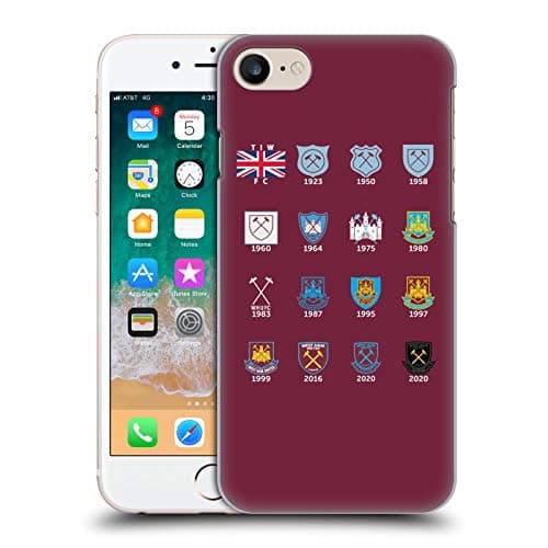 Image of Head Case Designs Officially Licensed West Ham United FC Pattern 4 Crest History Hard Back Case Compatible With Apple iPhone 7/8 / SE 2020 & 2022