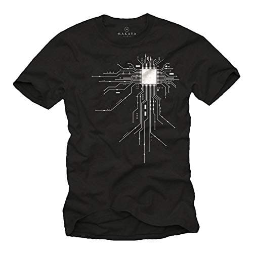 Image of MAKAYA Geek Gift for Men Gamer CPU T-Shirt Black Size M