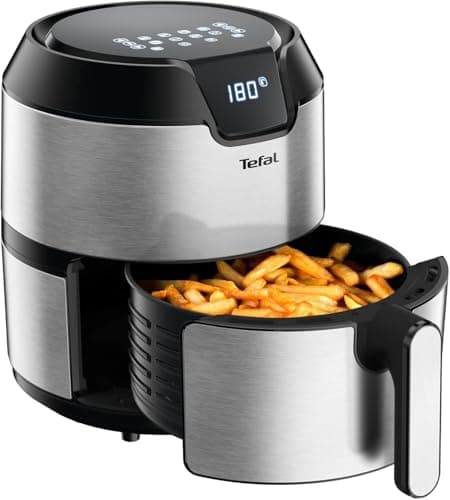 Image of Tefal EY401D Easy Fry Deluxe Hot Air Fryer, 1500 W, Capacity 4.2 L, XL with 6 Automatic Programs, Digital Display, Timer, 6 Serving Fries, Stainless Steel/Black