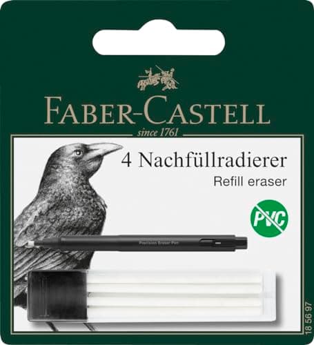 Image of Faber-Castell 185697 Replacement Eraser Precision Eraser Pen, 4 Refill Erasers for Eraser Pen