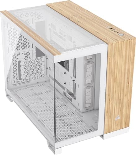 Image of Corsair 2500X White/Bamboo Dual Chamber Tempered Glass Micro ATX PC Case