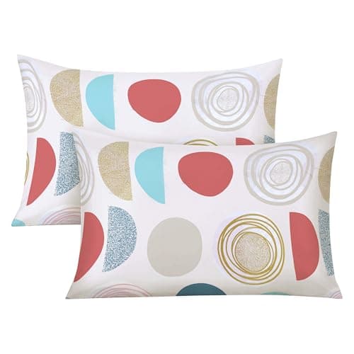Image of Cotton Comfort Bedding Printed Pillowcase Set of 2, 100% Egyptian Cotton, Floral Design, Envelope Closure, Soft & Breathable Standard Pillow Covers (75 x 50 cm)