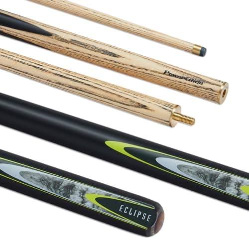 Image of POWERGLIDE One 2-Piece Snooker Cue Stick | Eclipse | Ash Wood Shaft and Butt with Decal Design | Brass Joint | Full Size 57" | 10 mm Tip