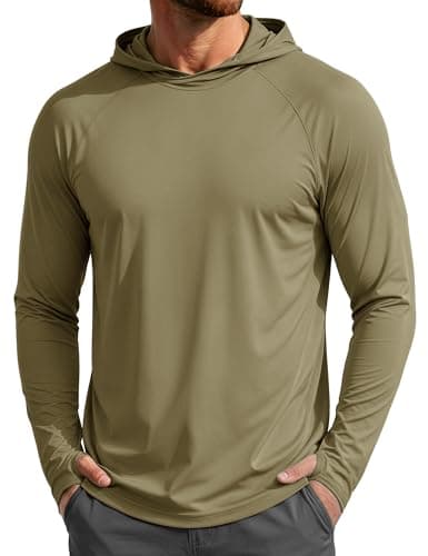 Image of MAGCOMSEN Men's Running Gym Top UPF 50+ Sun Protection Long Sleeve T Shirt Lightweight Quick Dry Breathable Hoodies for Sports Fishing,M