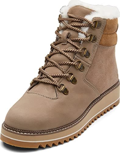 Image of TOMS Womens Mojave Round Toe Lace Up Casual Boots Ankle Low Heel 1-2" - Brown, Taupe Grey, 8 UK