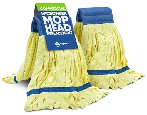 Image of Commercial Mop Head Replacement – 2 Pack Medium Yellow Microfiber Tube Mop | Industrial Wet Mops | Refill Heads, Machine Washable, Heavy Duty | Hardwood, Tile, Laminate, Vinyl Floors