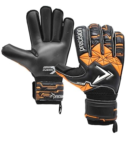 Image of Precision Training Fusion X Roll Finger Protect Professional Football Adult's Goalkeeper Gloves, Black, 8